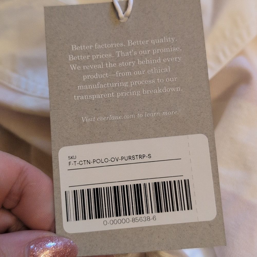 Lot Of 2 NWT Everlane Organic Cotton Polos Short Sleeve Top Mauve White Stripe S - Picture 14 of 16